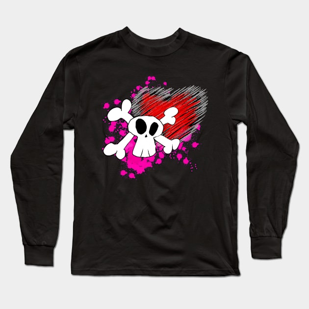 Halloween skull Long Sleeve T-Shirt by Smoky Lemon